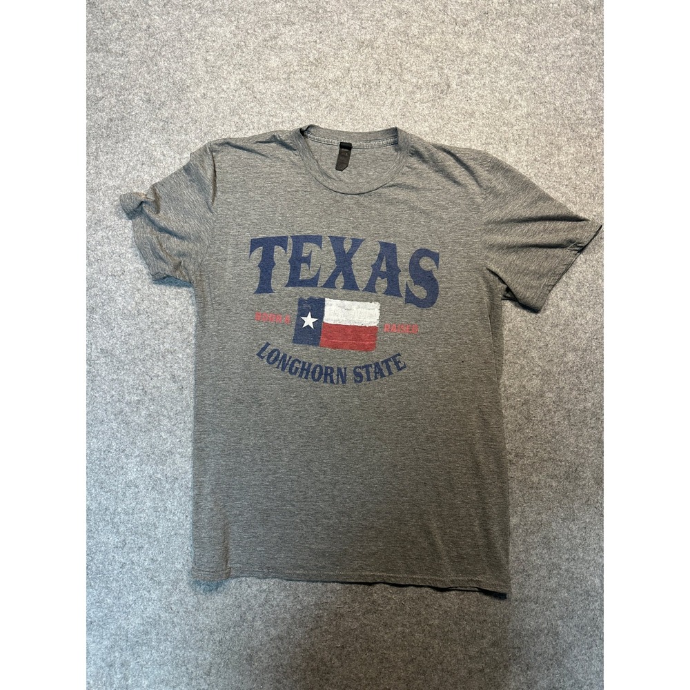 Next Level Texas Longhorn State Graphic Tee Large Gray Cotton‎ Blend